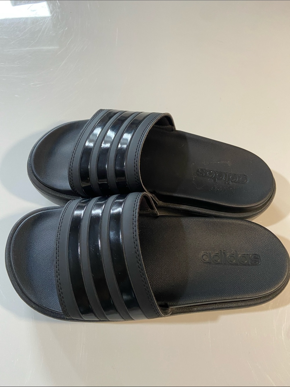 Adidas Adilette Platform Slides in Core Black. - Picture 2 of 8
